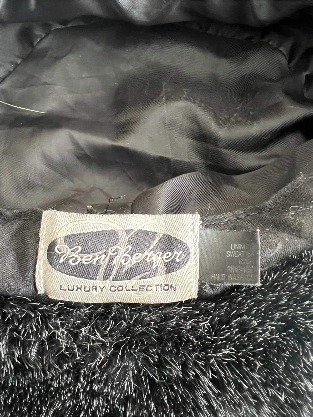 Vintage Ben Berger Luxury Collection Black Faux Fur Bucket Hat